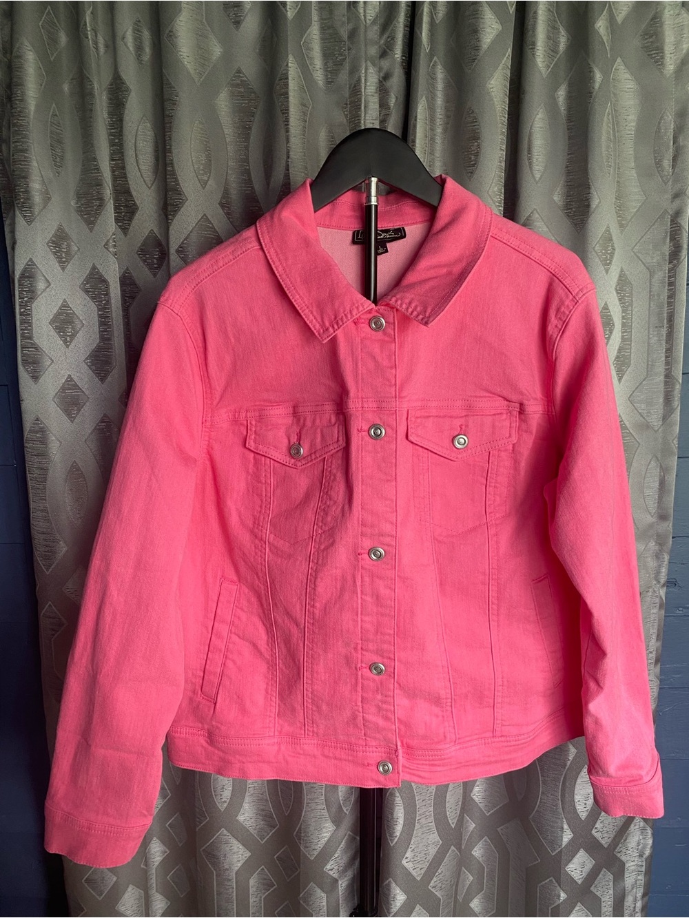 DG2 Diane Gilman Hot Pink Denim Jacket Women’s Large Barbiecore Festival Western